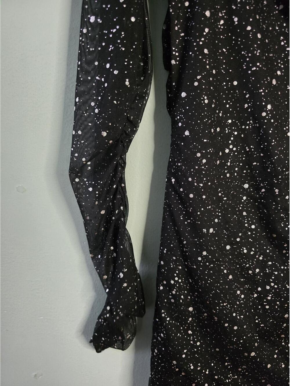 Mxrag Women's Black Sparkle Long Sleeve Bodycon Mini Dress,chic,ellegant Size S - Picture 13 of 16